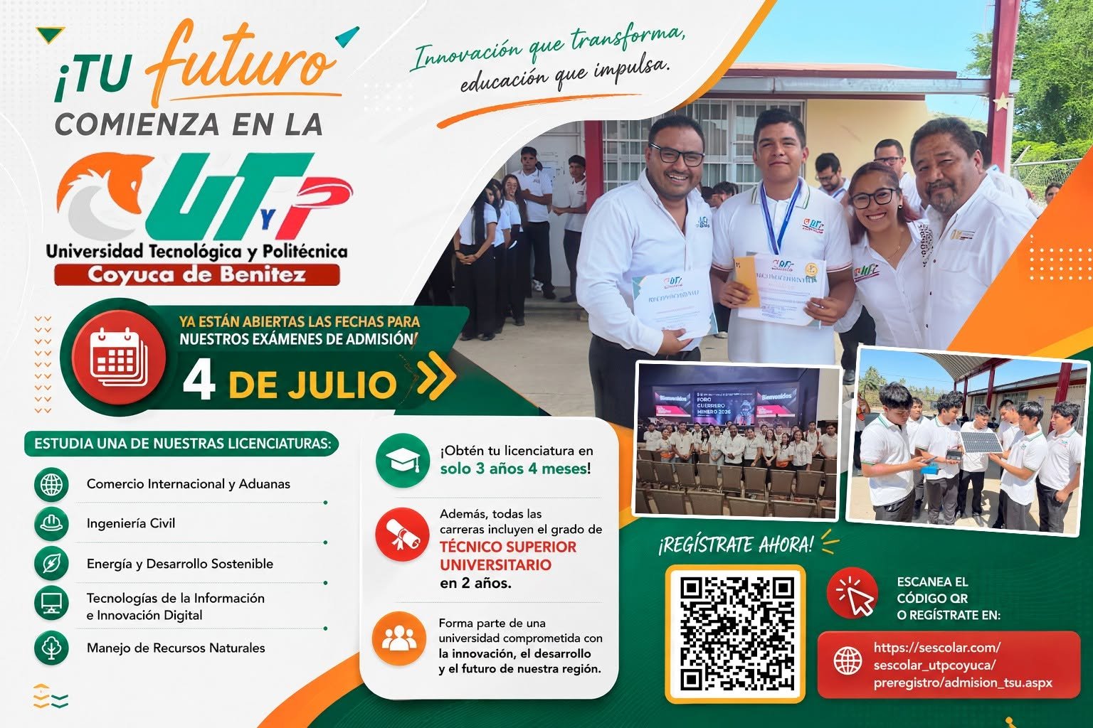¡Tu futuro comienza en la UTP Coyuca de Benítez!